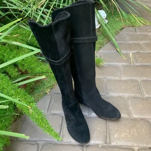 VERY VOLATILE black suede over the knee boots