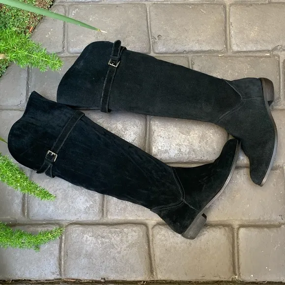 VERY VOLATILE black suede over the knee boots
