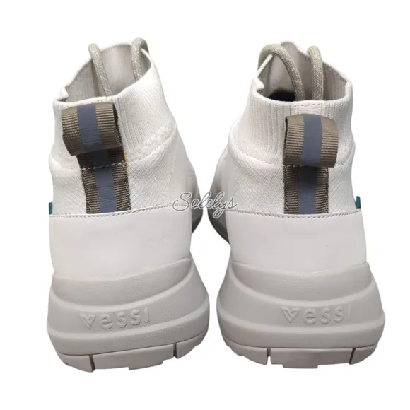 Vessi Stormburst High Womens 8 Dune Beige Waterproof DymaTex Knit Sneaker Boot