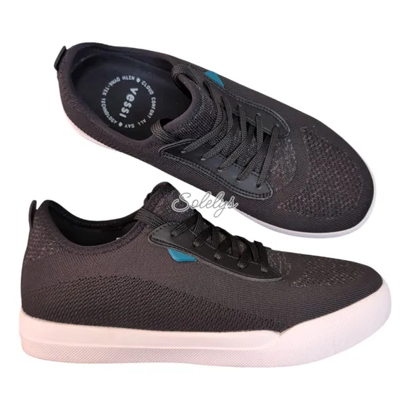 Vessi Weekend Womens 9 Asphalt Black White Dyma-Tex Knit Waterproof Sneaker