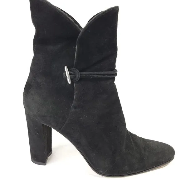 Via Spiga Black Suede Leather Mid Calf Boots Size 9B Made in Italy Classic
