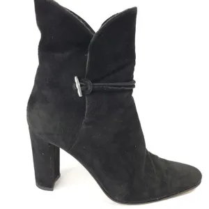 Via Spiga Black Suede Leather Mid Calf Boots Size 9B Made in Italy Classic