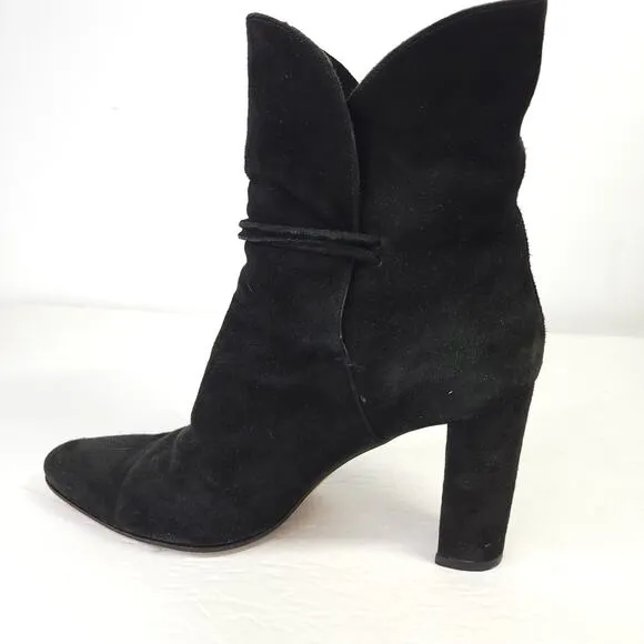 Via Spiga Black Suede Leather Mid Calf Boots Size 9B Made in Italy Classic