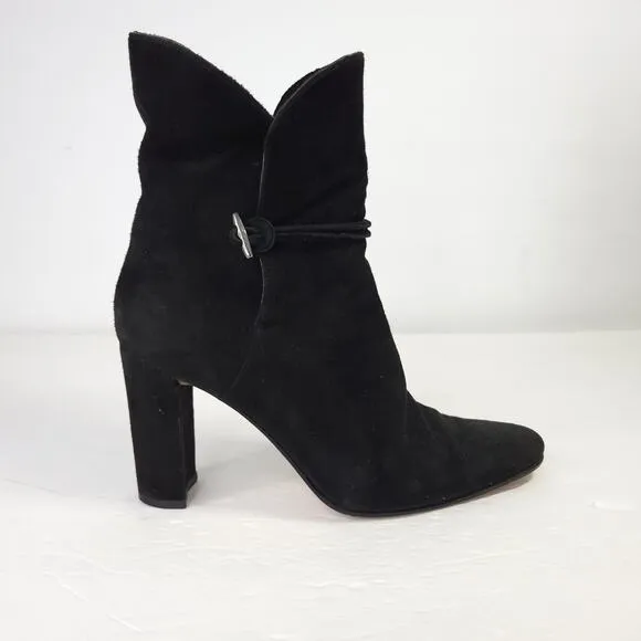Via Spiga Black Suede Leather Mid Calf Boots Size 9B Made in Italy Classic