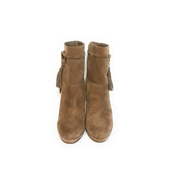VIA SPIGA Tan Suede High Heel Ankle Boots Size 6