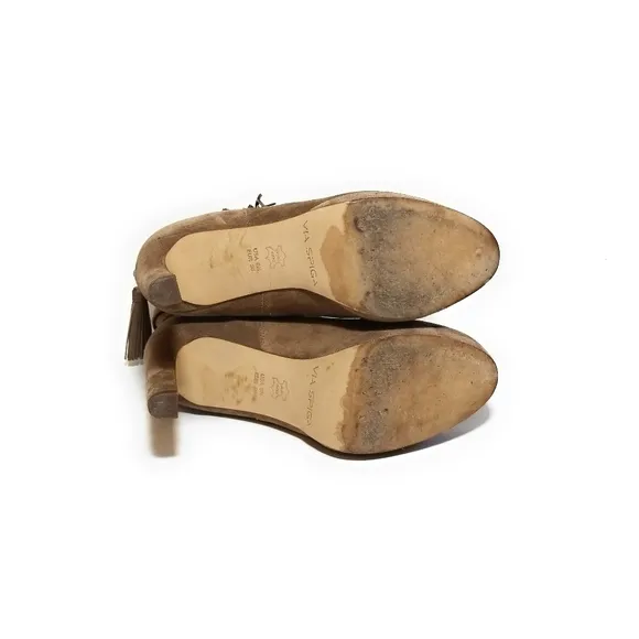 VIA SPIGA Tan Suede High Heel Ankle Boots Size 6