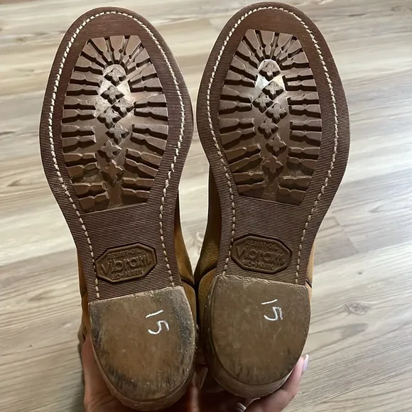 Vibram Vintage Suede cowboy boots Women’s 7 Tan Weathered Western 1978 Nashville