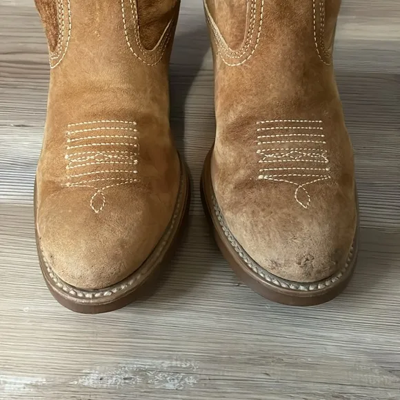 Vibram Vintage Suede cowboy boots Women’s 7 Tan Weathered Western 1978 Nashville