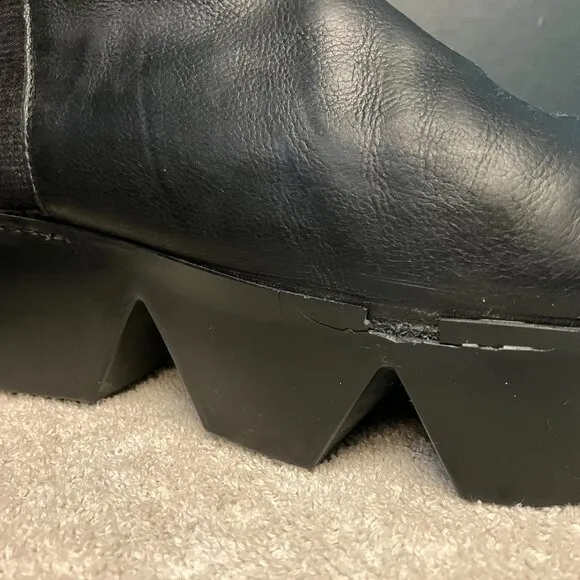 Vic Matie Leather Platform Boots w/Zipper
