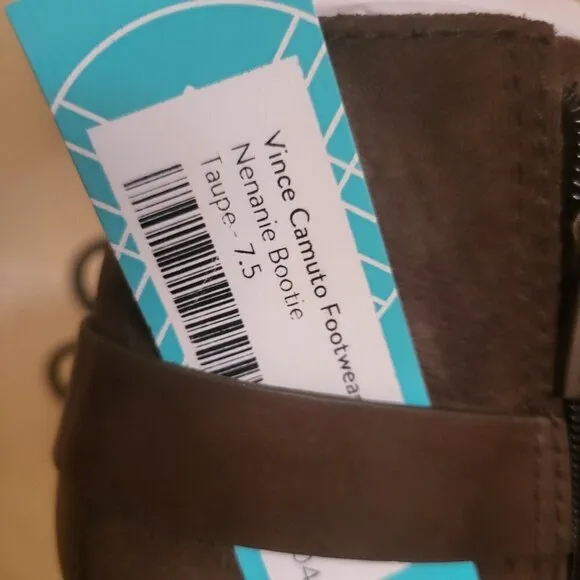 Vince Camuto Nenanie Leather Suede Bootie Taupe Size 7.5 and 8.5 NWT