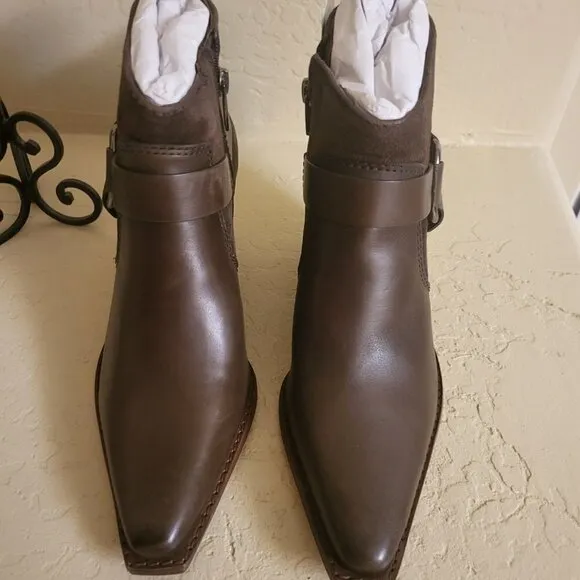 Vince Camuto Nenanie Leather Suede Bootie Taupe Size 7.5 and 8.5 NWT