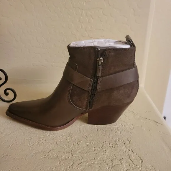 Vince Camuto Nenanie Leather Suede Bootie Taupe Size 7.5 and 8.5 NWT