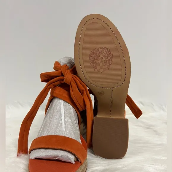Vince Camuto Roreka Ankle-Tie Espadrille Platform Sandals In Orange Red