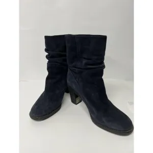 Vince Cumoto Slouch High Ankle Suede Boots Navy 10