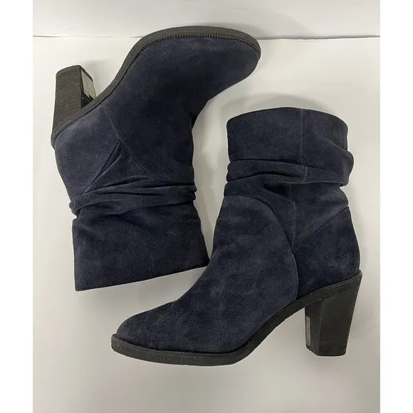 Vince Cumoto Slouch High Ankle Suede Boots Navy 10