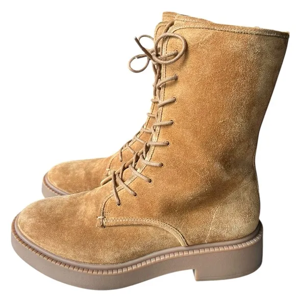 Vince Kady Lace-up Suede Boots Chestnut size 8