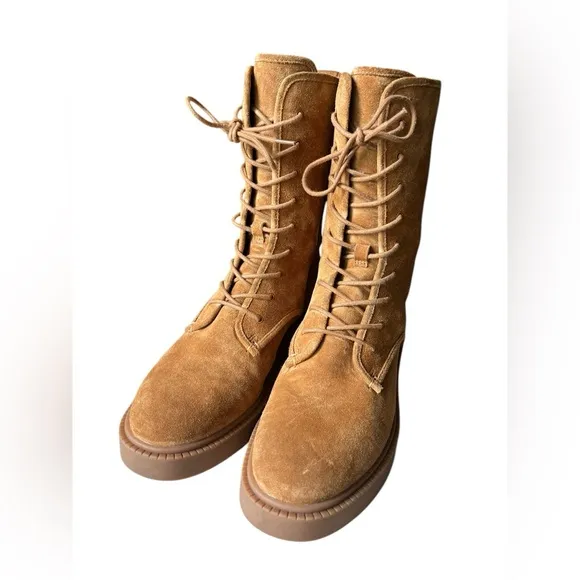 Vince Kady Lace-up Suede Boots Chestnut size 8