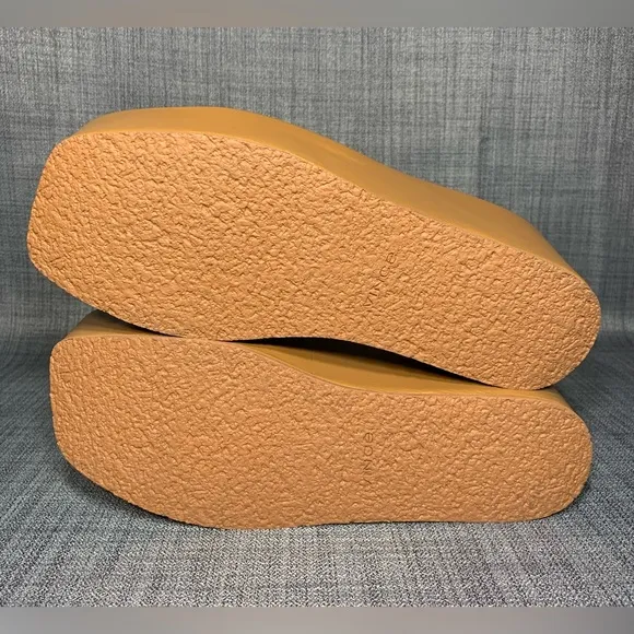 Vince Mari Slip On Platform Wedge Sandals Tan Leather Size 11