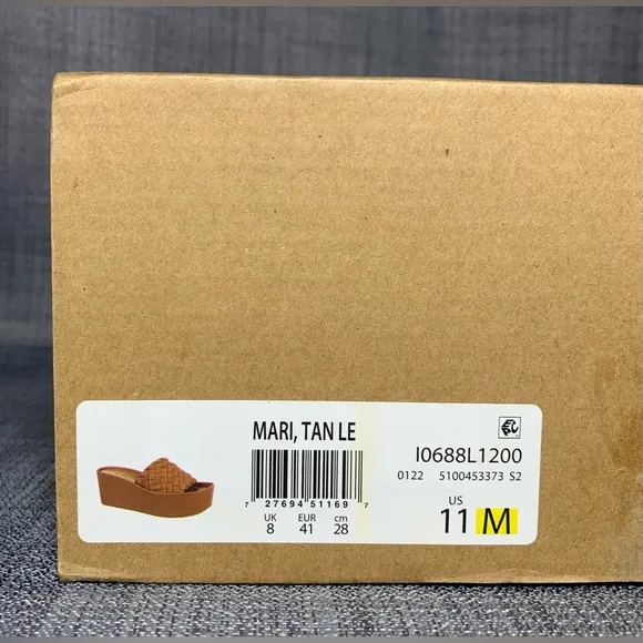 Vince Mari Slip On Platform Wedge Sandals Tan Leather Size 11