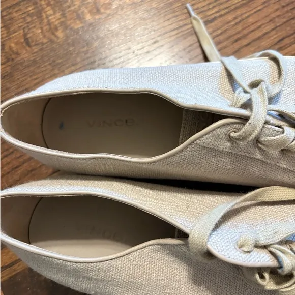 Vince Women's Beige Canvas Platform Sneakers