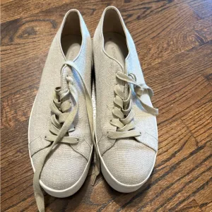 Vince Women's Beige Canvas Platform Sneakers