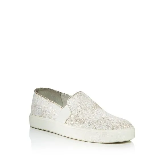 VINCE. Womens White Cracked Blair Round Toe Platform Slip On Sneakers Shoes 11 M