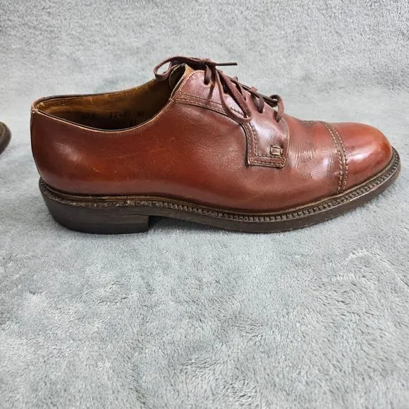 Vintage 1960s John McHale Shoes Captoe Oxford Chestnut Caramel Leather Shoe 9.5