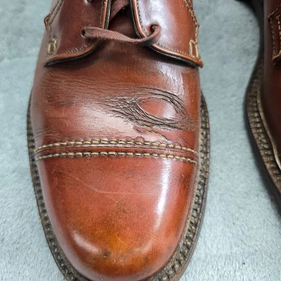 Vintage 1960s John McHale Shoes Captoe Oxford Chestnut Caramel Leather Shoe 9.5