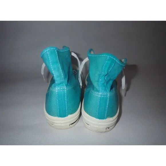Vintage 80s KMART Trax High Tops Aqua Sneaker 7.5 Mens Shoes Canvas Blue USA