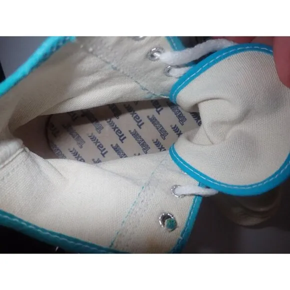 Vintage 80s KMART Trax High Tops Aqua Sneaker 7.5 Mens Shoes Canvas Blue USA