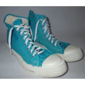 Vintage 80s KMART Trax High Tops Aqua Sneaker 7.5 Mens Shoes Canvas Blue USA