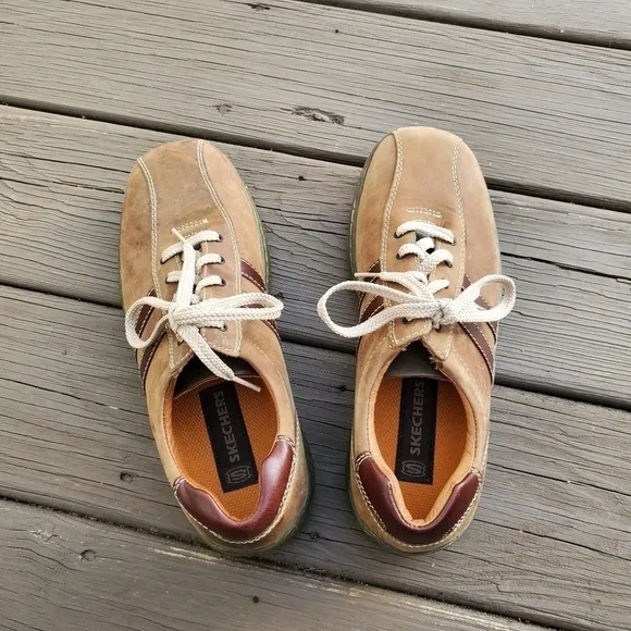Vintage 90s y2k Skechers Tan Brown Nubuck Suede Leather Bicycle Casual Shoes 9