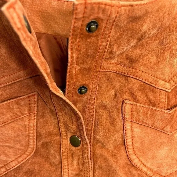 Vintage H&amp;M Genuine Suede Leather A-Line Mini Skirt Brown-Rust Size 6 **EUC**