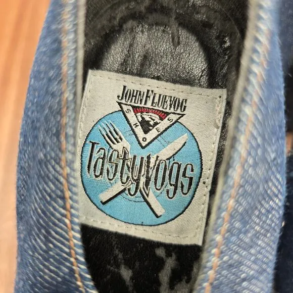 Vintage John Fluevog Platform Shoes Women's 7 Blue Denim Tastyvogs Block Heels