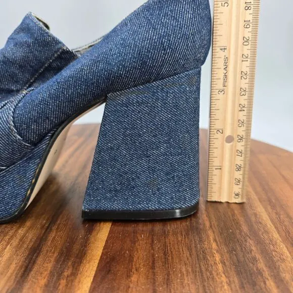Vintage John Fluevog Platform Shoes Women's 7 Blue Denim Tastyvogs Block Heels