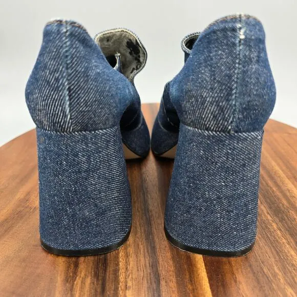 Vintage John Fluevog Platform Shoes Women's 7 Blue Denim Tastyvogs Block Heels
