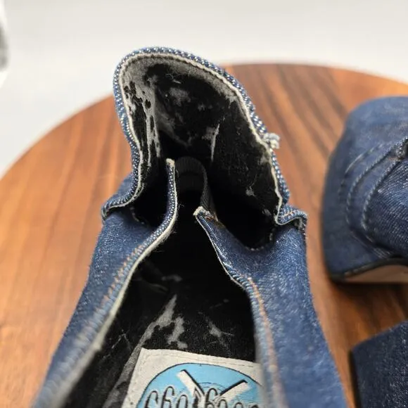 Vintage John Fluevog Platform Shoes Women's 7 Blue Denim Tastyvogs Block Heels