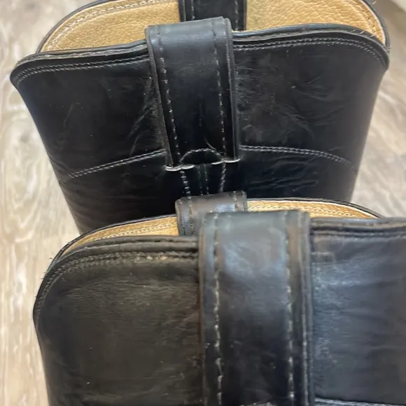 Vintage Justin Classic Roper Boots 3133 Made in USA Black Round Toe Size 7.5D