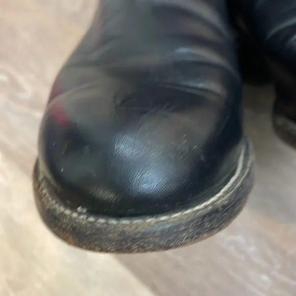 Vintage Justin Classic Roper Boots 3133 Made in USA Black Round Toe Size 7.5D