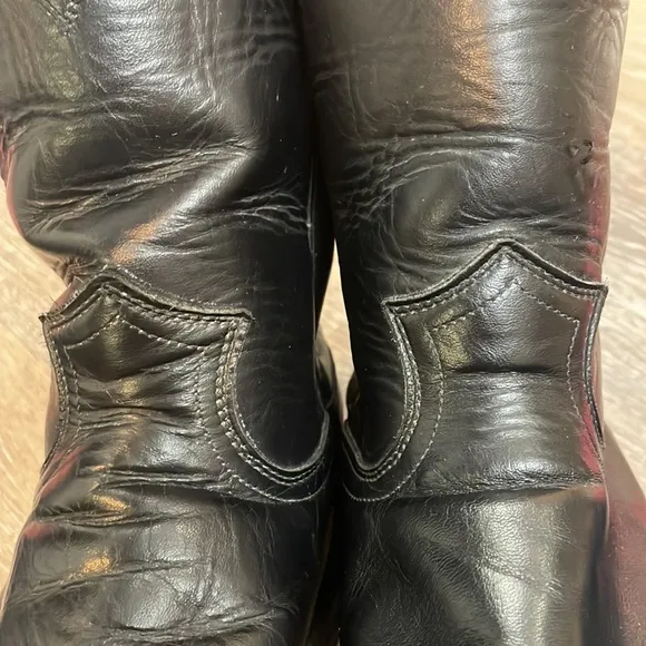 Vintage Justin Classic Roper Boots 3133 Made in USA Black Round Toe Size 7.5D