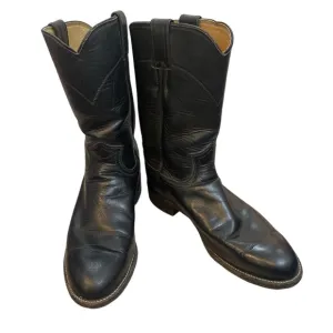 Vintage Justin Classic Roper Boots 3133 Made in USA Black Round Toe Size 7.5D