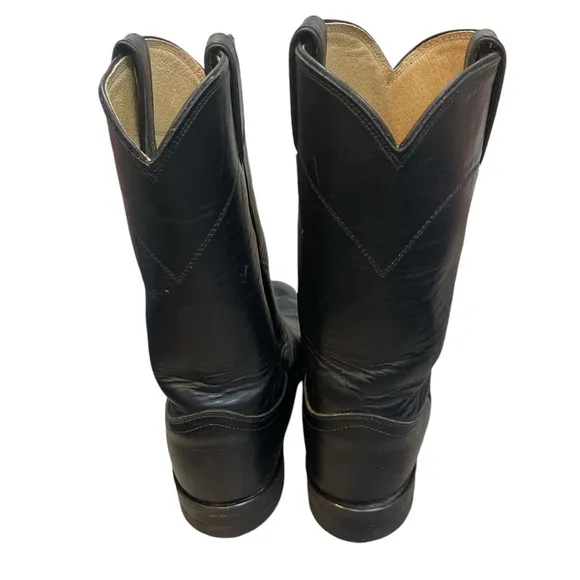 Vintage Justin Classic Roper Boots 3133 Made in USA Black Round Toe Size 7.5D