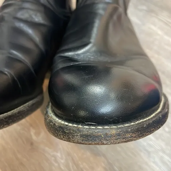 Vintage Justin Classic Roper Boots 3133 Made in USA Black Round Toe Size 7.5D