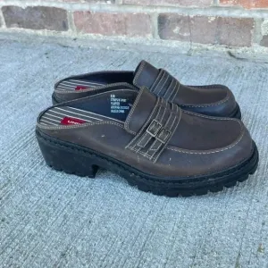 Vintage Mules Women’s Shoes Union Bay Dark Brown Chunky Slip On Y2k 90s Size 8.5