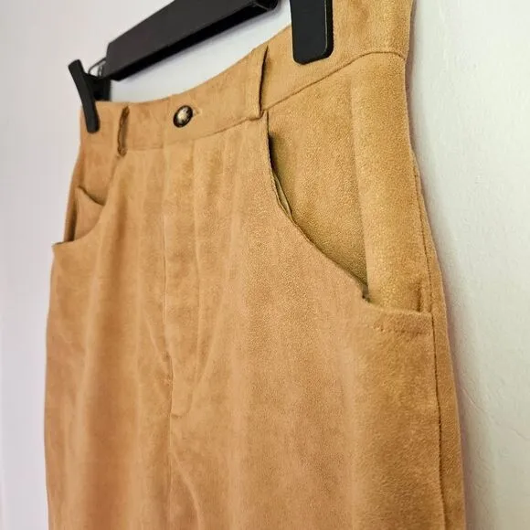 Vintage Orvis Green Label Ultrasuede Modest High Waist Camel Tan Maxi Skirt 8