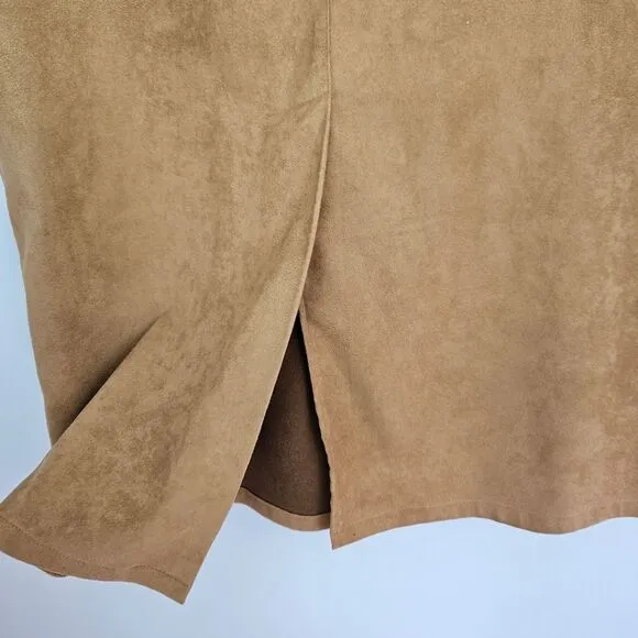 Vintage Orvis Green Label Ultrasuede Modest High Waist Camel Tan Maxi Skirt 8
