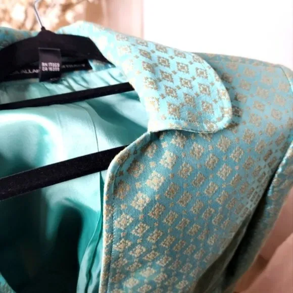 Vintage oversized jacket designer pure silk soft green size 12 Allard   Tracy