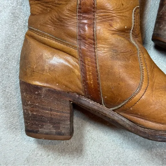Vintage Tan Leather Knee-High Boots