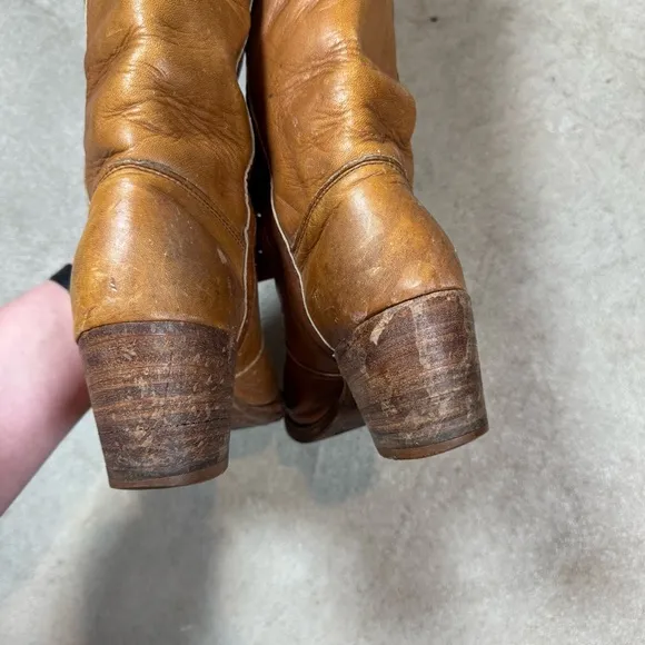 Vintage Tan Leather Knee-High Boots