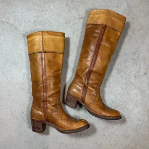 Vintage Tan Leather Knee-High Boots